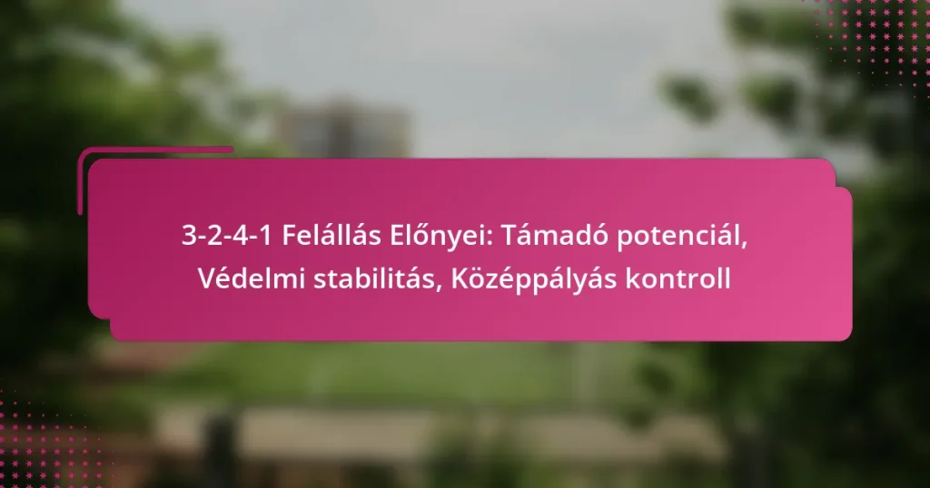 3-2-4-1 Felállás Előnyei: Támadó potenciál, Védelmi stabilitás, Középpályás kontroll