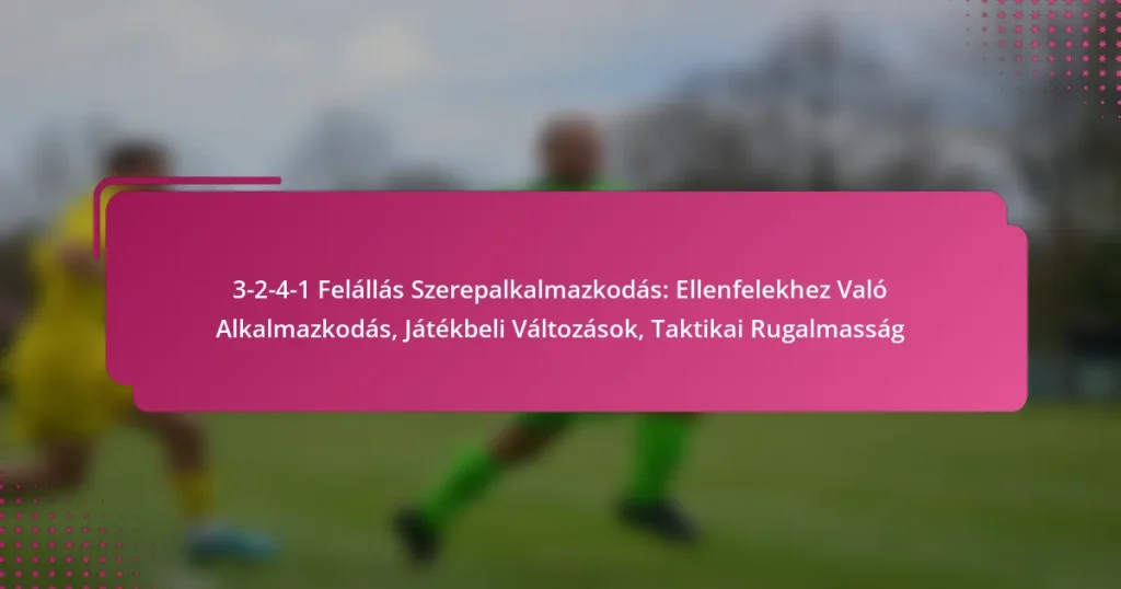 3-2-4-1 Felállás Szerepalkalmazkodás: Ellenfelekhez Való Alkalmazkodás, Játékbeli Változások, Taktikai Rugalmasság