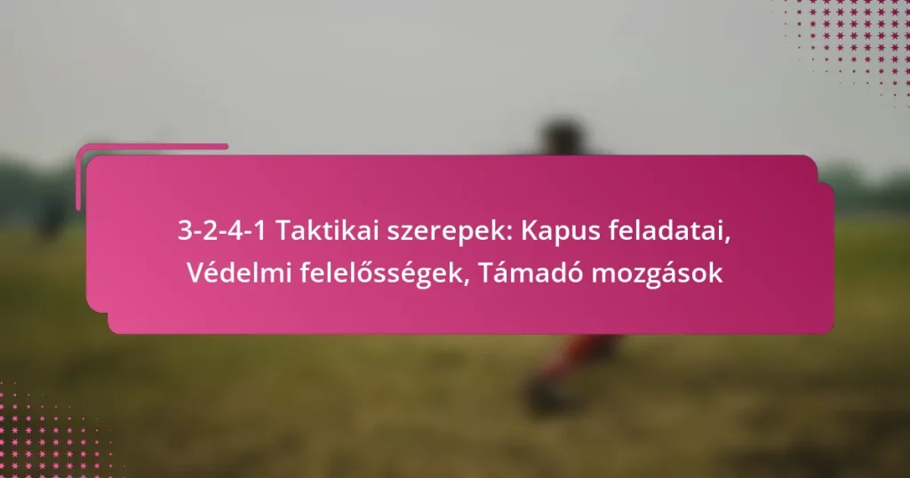 3-2-4-1 Taktikai szerepek: Kapus feladatai, Védelmi felelősségek, Támadó mozgások