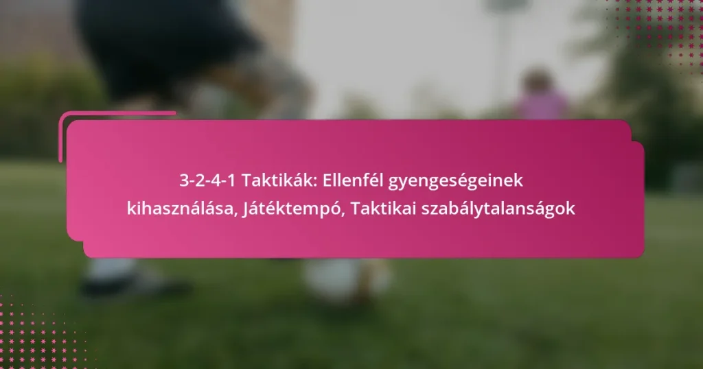 3-2-4-1 Taktikák: Ellenfél gyengeségeinek kihasználása, Játéktempó, Taktikai szabálytalanságok