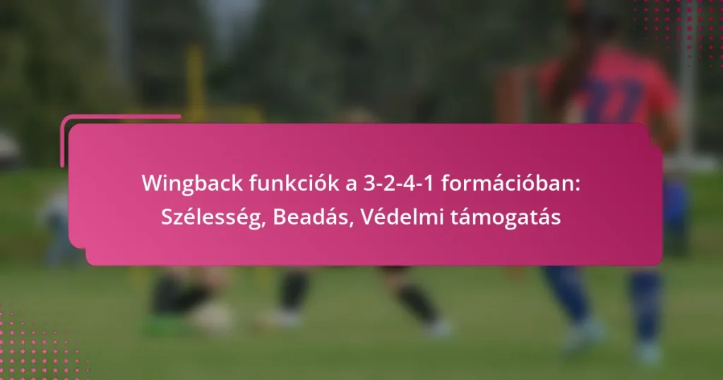 Wingback funkciók a 3-2-4-1 formációban: Szélesség, Beadás, Védelmi támogatás