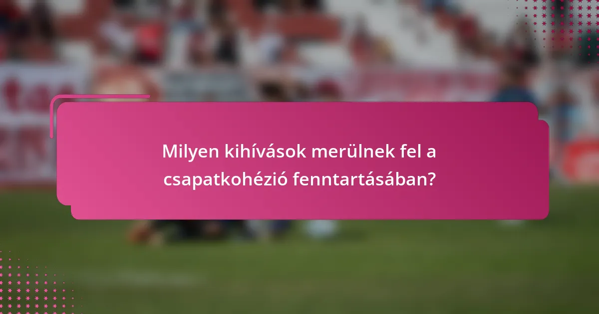 Milyen kihívások merülnek fel a csapatkohézió fenntartásában?